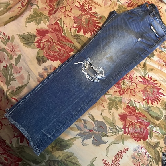 BENETTON JEANS Size 32 x 28 Classic Denim Low Crotch Stretch Cotton Distressed - Picture 15 of 16